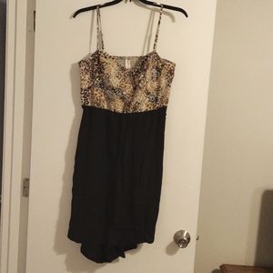 Hi-low animal print and black dress